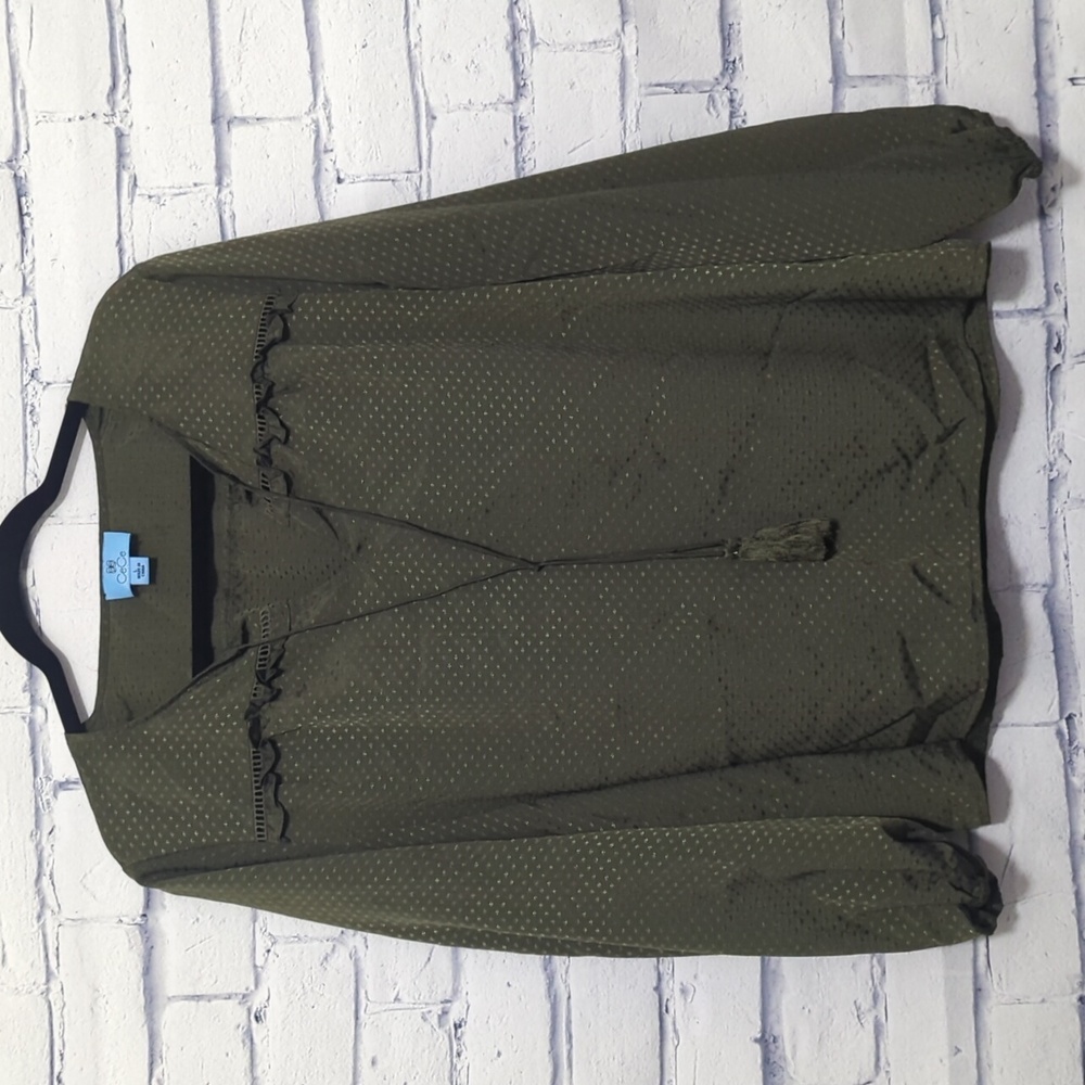 CeCe Army Green Blouse Women's Size Large